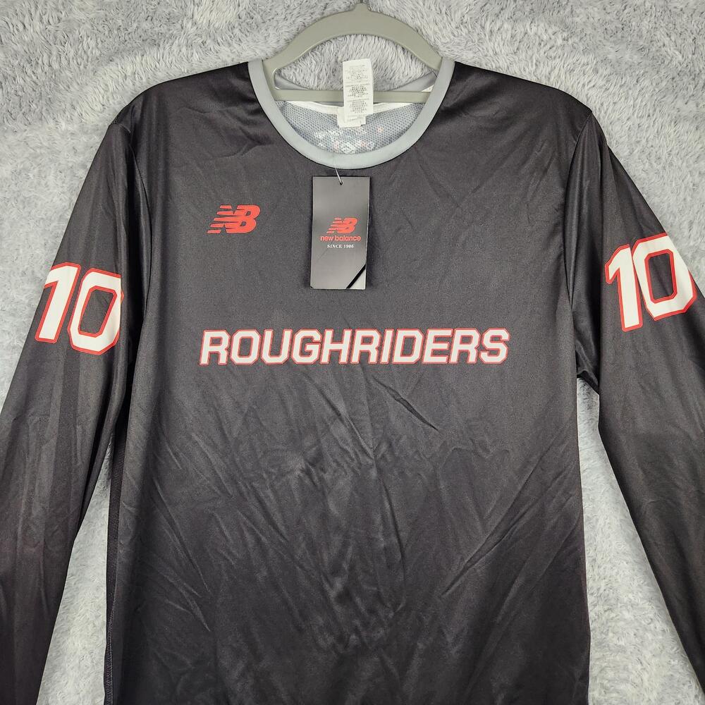 New Balance Roughriders Shirt Mens Medium Black Long Sleeve Jersey 10 Graphic